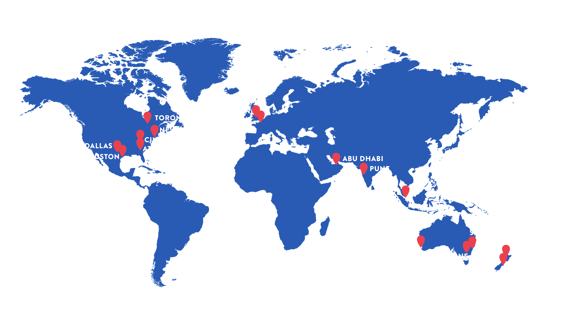 TTC global office location are Dallas, Houston, Atlantic, Cincinnati, Atlanta, New York, Stockholm, London, Pari, Geneva, Abu Dhabi, Pune, Singapore, Manila, Sydney, Melbourne, Auckland and Wellington.